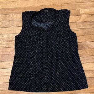 Notations Black and White Polka Dot Sleeveless Blouse